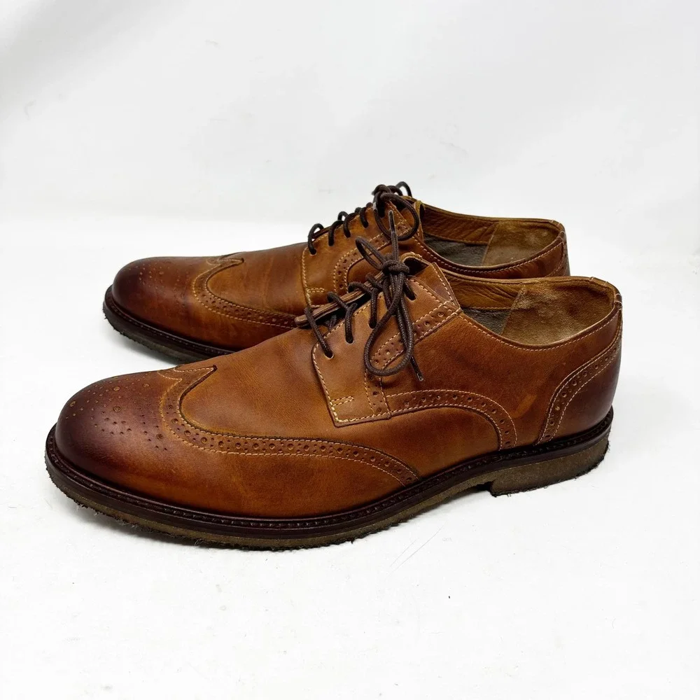 Johnston & Murphy Mens Brown‎ Leather Wingtip Oxford Dress Shoes Size 12M